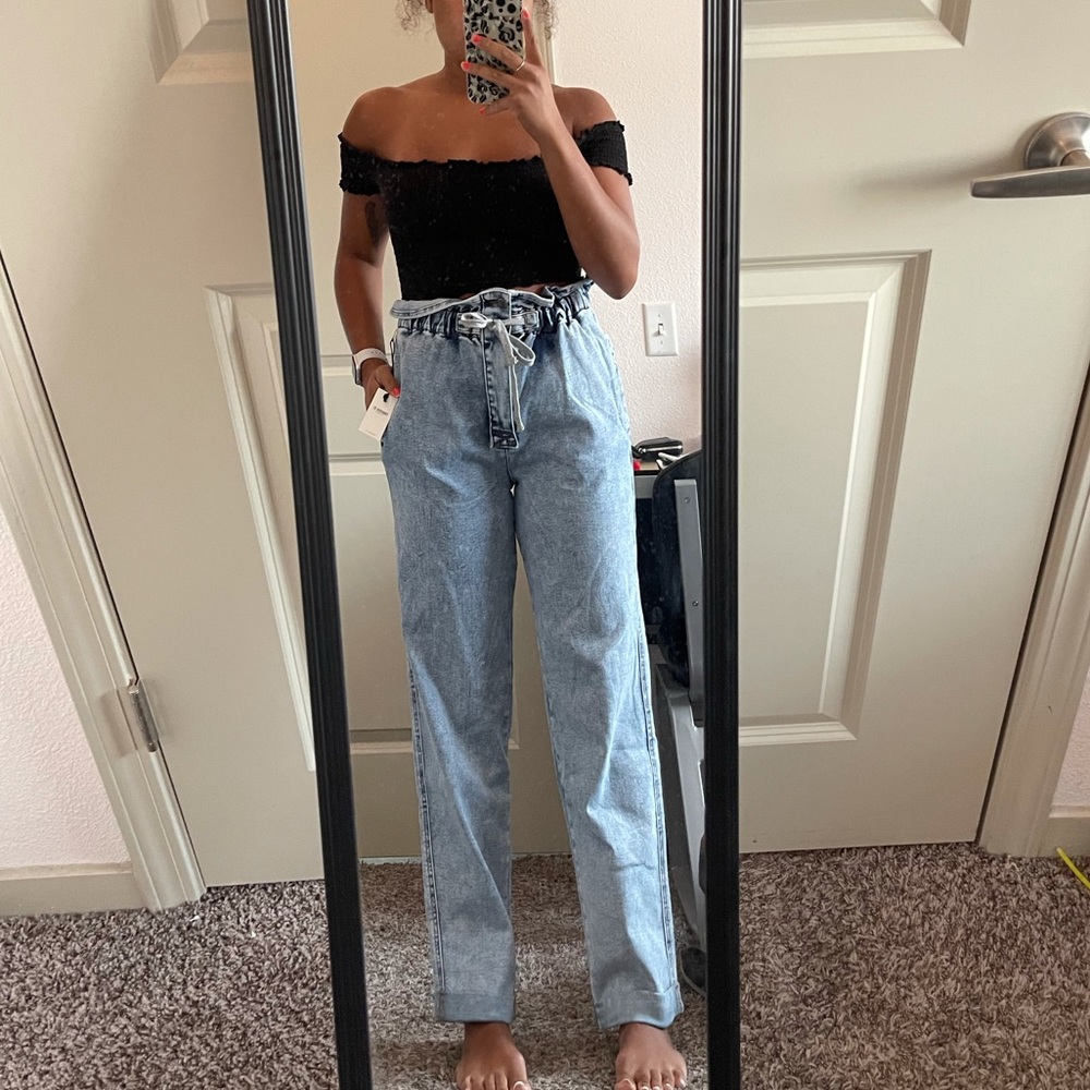 denim paperbag joggers